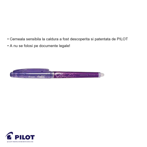 Roller Pilot FriXion Ball 0.5mm mov, cerneala termosensibila, scrie si sterge fara a deteriora hartia [2]