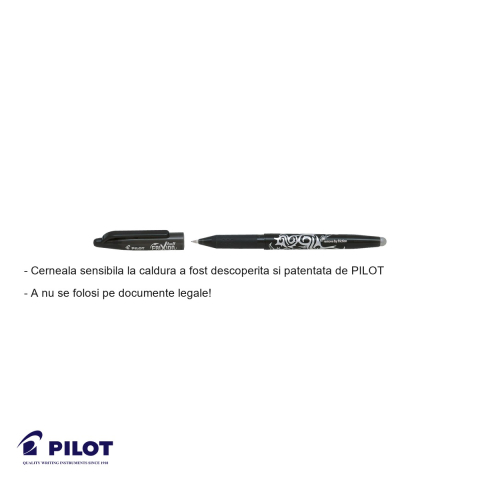 Roller Pilot FriXion Ball 0.7mm negru, cerneala termosensibila, scriere si stergere fara deteriorarea hartiei [1]