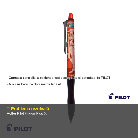 Roller Pilot Frixion Plus 0.7 mm rosu, editie limitata One Piece, cu mecanism si cerneala termosensibila [1]