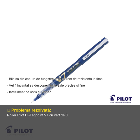 Roller Pilot Hi-Tecpoint V7, varf 0.7mm, cerneala lichida albastra, pentru scriere precisa si confortabila [1]