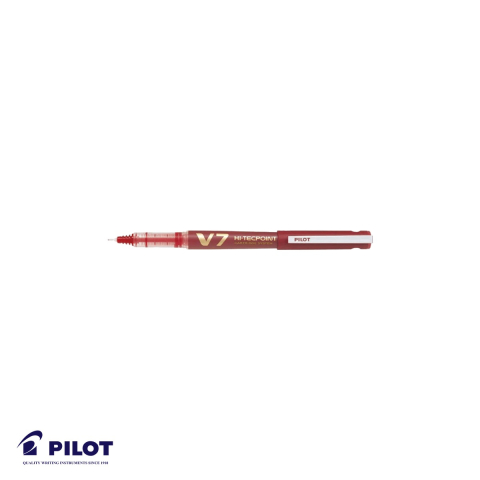Birotica papetarie - Roller Pilot V7 Hi-Tecpoint 0.7mm, cerneala lichida rosie, varf fin pentru scriere precisa