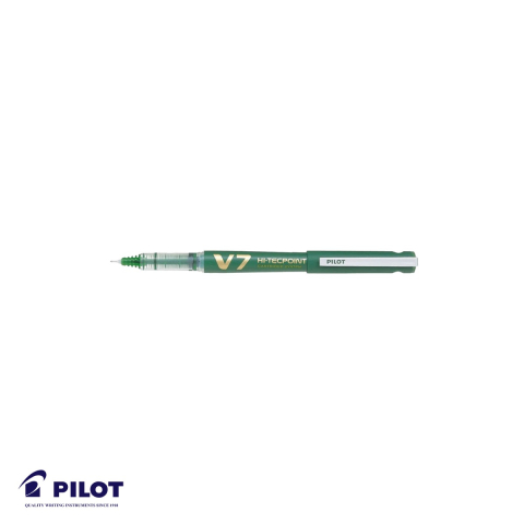 Birotica papetarie - Roller Pilot V7 Hi-Tecpoint 0.7mm, cerneala lichida verde, varf fin pentru scriere precisa