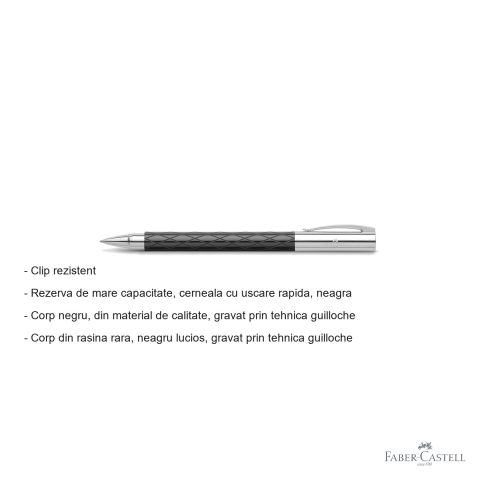 Roller premium Faber-Castell Ambition Rhombus, corp din rasina gravata guilloche, cerneala neagra cu uscare rapida [1]