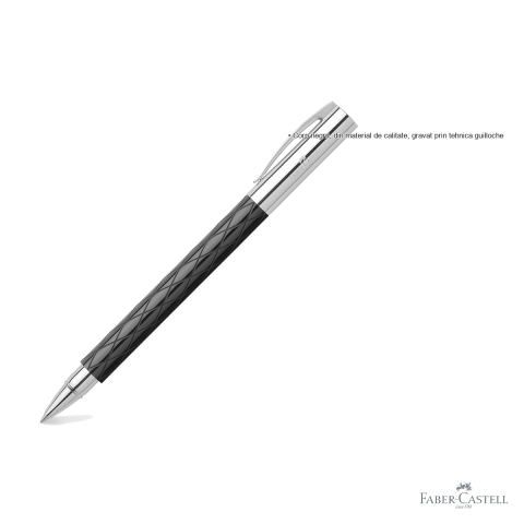Roller premium Faber-Castell Ambition Rhombus, corp din rasina gravata guilloche, cerneala neagra cu uscare rapida [2]