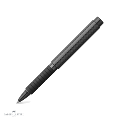 Rollere premium - Roller premium Faber-Castell Basic Black Carbon, corp negru cu accesorii cromate, cerneala neagra cu uscare rapida