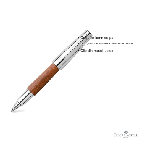 Roller premium Faber-Castell e-motion, corp din lemn de par, varf ceramic, maro deschis [2]