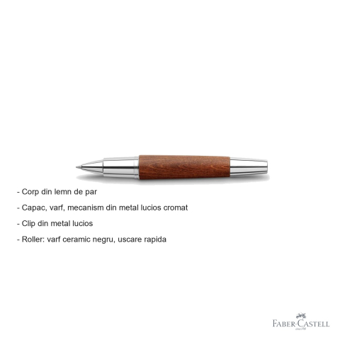 Roller premium Faber-Castell e-motion, corp din lemn de par, varf ceramic, maro deschis [1]