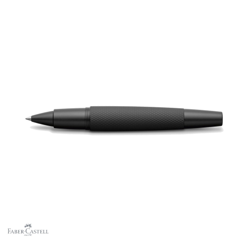 Roller premium Faber-Castell E-Motion Pure Black, corp aluminiu gravat guilloche, varf ceramic, scriere fluida [3]