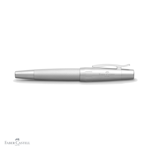 Roller premium Faber-Castell e-motion Pure Silver, corp aluminiu cromat guilloche, varf ceramic negru, pentru birou si scriere eleganta [3]