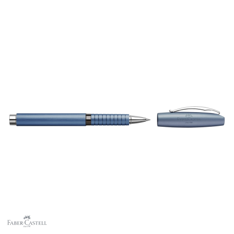 Roller premium Faber-Castell Essentio Aluminium, corp albastru cu accesorii cromate, pentru scriere fluenta la birou [3]