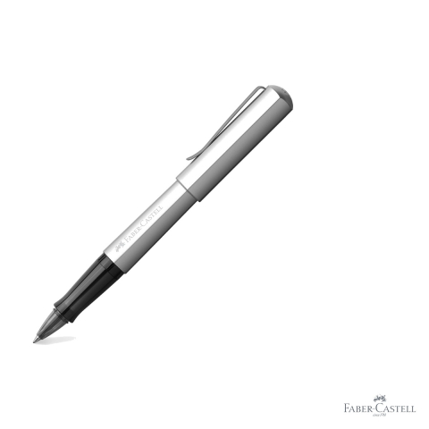 Roller premium Faber-Castell Hexo, corp hexagonal din aluminiu argintiu, grip ergonomic, pentru scriere confortabila [2]