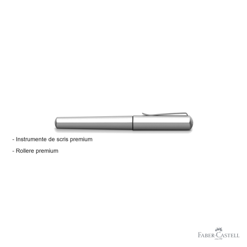 Roller premium Faber-Castell Hexo, corp hexagonal din aluminiu argintiu, grip ergonomic, pentru scriere confortabila [1]