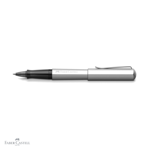 Roller premium Faber-Castell Hexo, corp hexagonal din aluminiu argintiu, grip ergonomic, pentru scriere confortabila [3]
