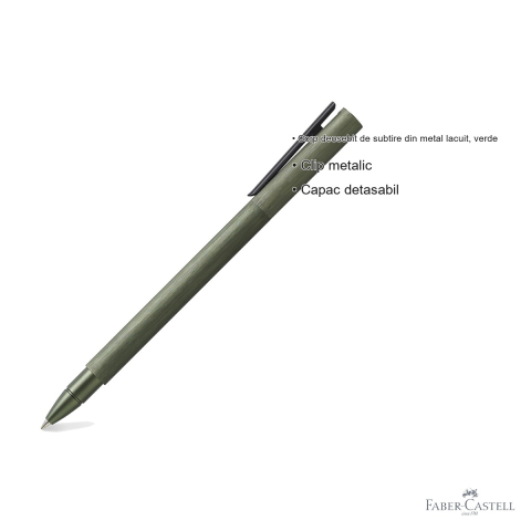 Roller premium Faber-Castell Neo Slim, corp subtire din metal lacuit verde, pentru profesionisti [2]