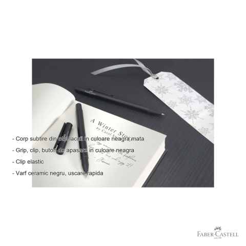 Roller premium Faber-Castell Neo Slim Metal, corp din otel negru mat, varf ceramic, pentru scriere profesionala [1]