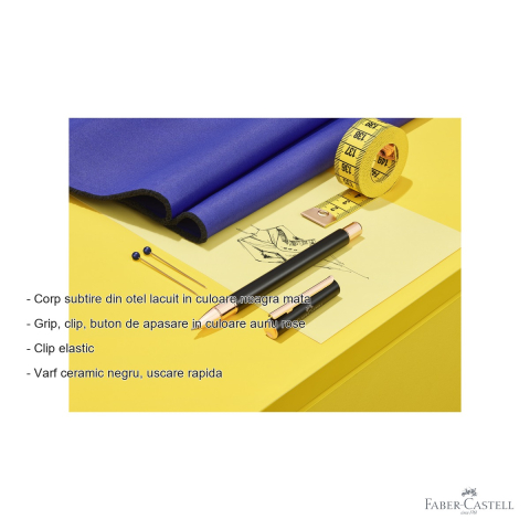 Roller premium Faber-Castell Neo Slim Metal, corp negru mat cu accente rose gold, pentru scriere eleganta [1]