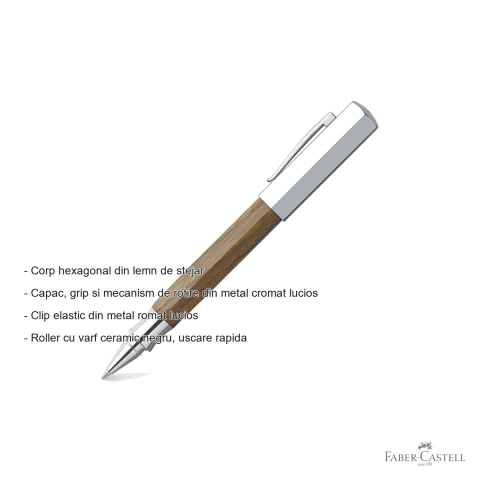 Roller premium Faber-Castell Ondoro din lemn de stejar, varf ceramic, corp hexagonal [1]