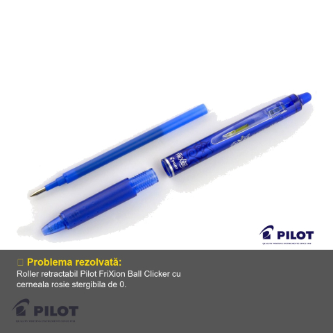 Roller retractabil Pilot FriXion Ball Clicker 0.7mm, cerneala rosie stergibila, pentru scris si corectat [3]