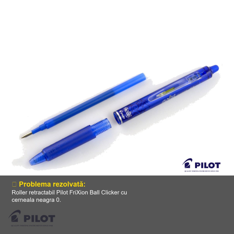 Roller retractabil Pilot FriXion Ball Clicker 0.7mm negru, cerneala termosensibila, scriere si stergere repetata [3]