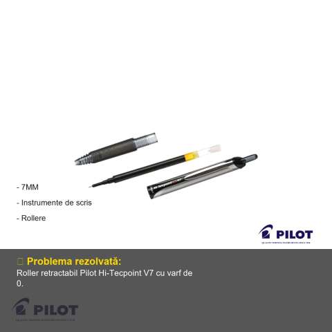 Roller retractabil Pilot Hi-Tecpoint V7, varf fin 0.7 mm, cerneala albastra, pentru scriere precisa si fluida [1]