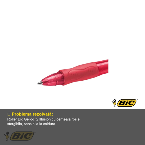 Roller stergibil Bic Gel-ocity Illusion 0.7 mm, cerneala rosie sensibila la caldura, pentru scris si corectat [3]