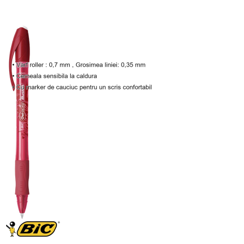 Roller stergibil Bic Gel-ocity Illusion 0.7 mm, cerneala rosie sensibila la caldura, pentru scris si corectat [2]