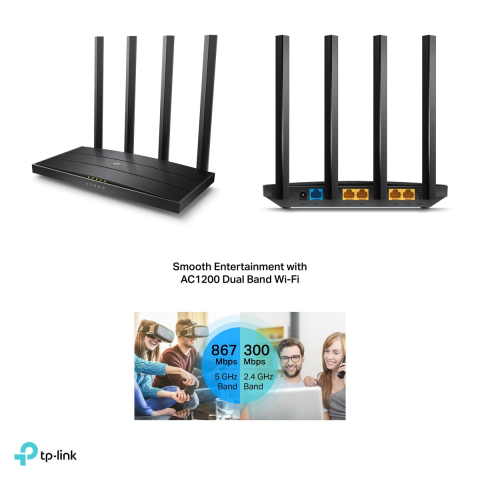 Router Wi-Fi 5 TP-Link Archer C6, AC1200, dual-band, MU-MIMO, 4 antene fixe, 1 port WAN si 4 porturi LAN Gigabit, EasyMesh, ARCHER C6 [3]