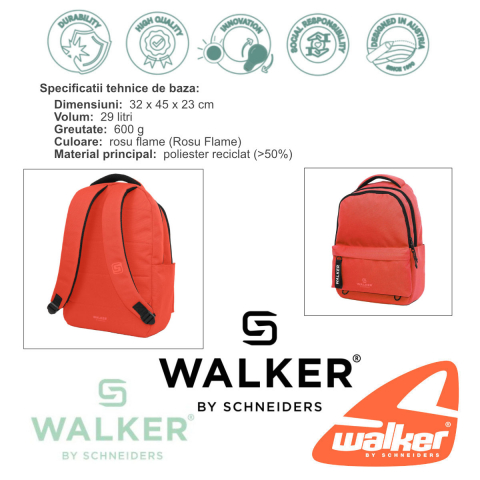 Rucsac Classic Alpha Rosu Flame, Walker by Schneiders, 32 x 45 x 23 cm, 29 L, rosu [4]