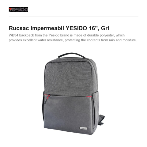Rucsac impermeabil YESIDO 16", Gri [1]
