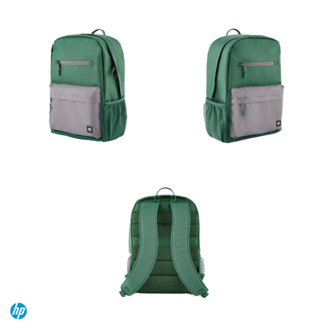 Rucsac laptop HP Campus Green Backpack pentru laptop 15,6 inch, 17 L, fermoare blocabile, husa de ploaie, curea pentru troler, 50% plastic reciclat, verde cu gri, 7K0E4AA [3]