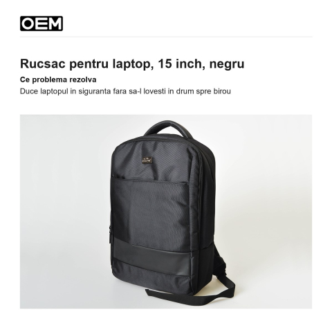 Rucsac pentru laptop, 15 inch, negru [1]