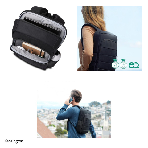 Rucsac pentru laptop Kensington EQ, 14 inch, din poliester reciclat, negru [3]