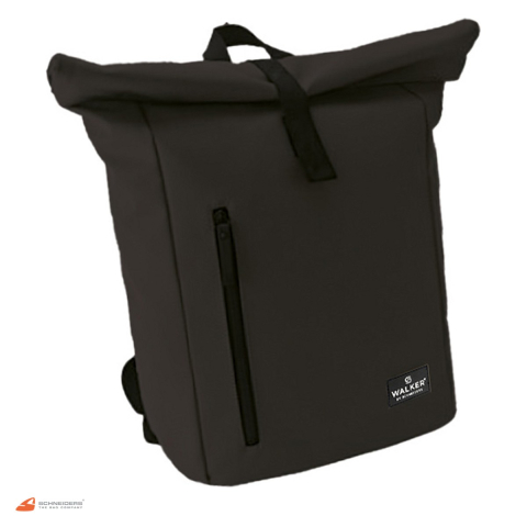 Rucsacuri urbane si sport - Rucsac rollup Walker by Schneiders Theo din piele ecologica, 30x45-52x13 cm, 17.5-20 l, negru