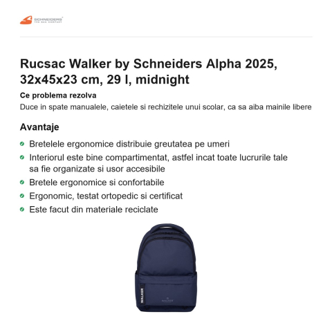 Rucsac Walker by Schneiders Alpha 2025, 32x45x23 cm, 29 l, midnight [1]