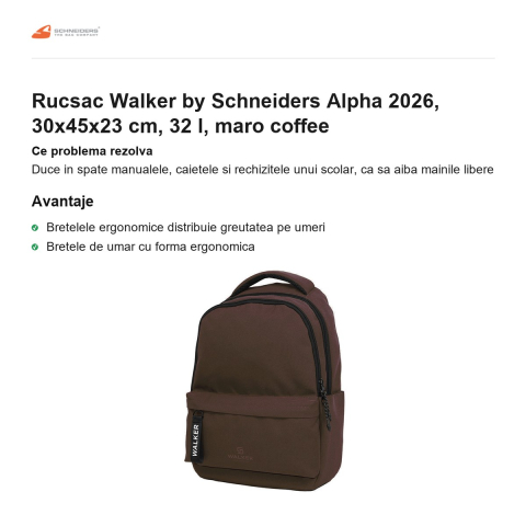 Rucsac Walker by Schneiders Alpha 2026, 30x45x23 cm, 32 l, maro coffee [1]