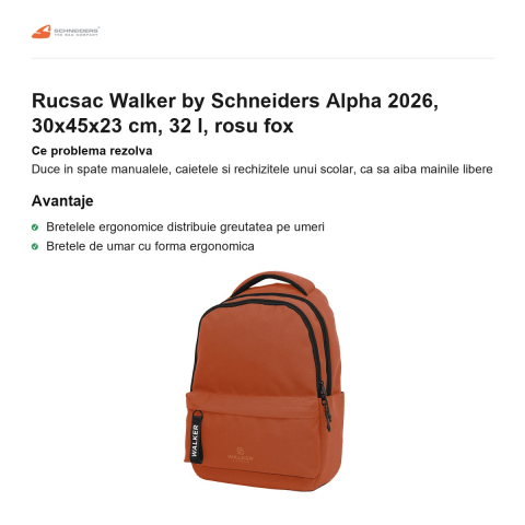 Rucsac Walker by Schneiders Alpha 2026, 30x45x23 cm, 32 l, rosu fox [1]