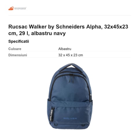 Rucsac Walker by Schneiders Alpha, 32x45x23 cm, 29 l, albastru navy [2]