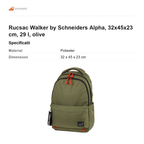 Rucsac Walker by Schneiders Alpha, 32x45x23 cm, 29 l, olive [2]