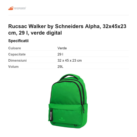 Rucsac Walker by Schneiders Alpha, 32x45x23 cm, 29 l, verde digital [2]