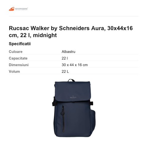 Rucsac Walker by Schneiders Aura, 30x44x16 cm, 22 l, midnight [2]
