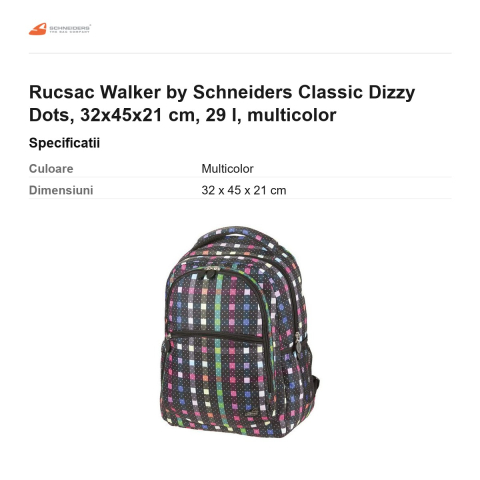 Rucsac Walker by Schneiders Classic Dizzy Dots, 32x45x21 cm, 29 l, multicolor [2]
