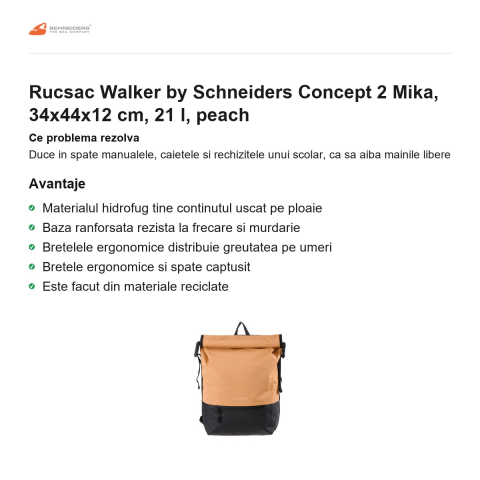 Rucsac Walker by Schneiders Concept 2 Mika, 34x44x12 cm, 21 l, peach [1]