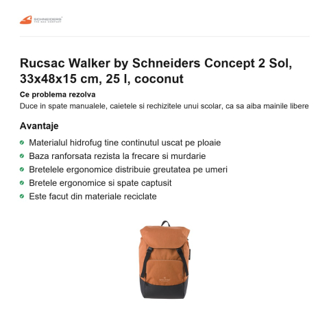 Rucsac Walker by Schneiders Concept 2 Sol, 33x48x15 cm, 25 l, coconut [1]