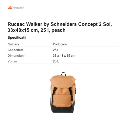 Rucsac Walker by Schneiders Concept 2 Sol, 33x48x15 cm, 25 l, peach [2]
