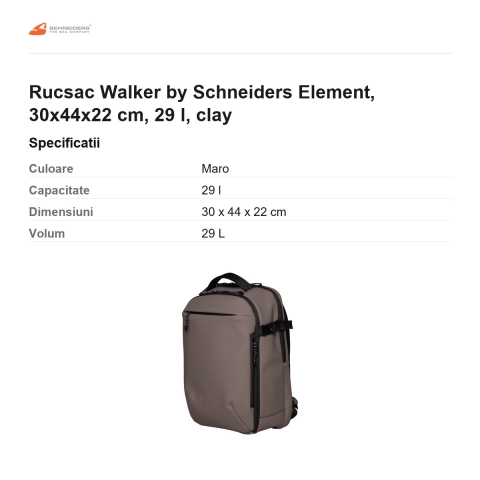 Rucsac Walker by Schneiders Element, 30x44x22 cm, 29 l, clay [2]