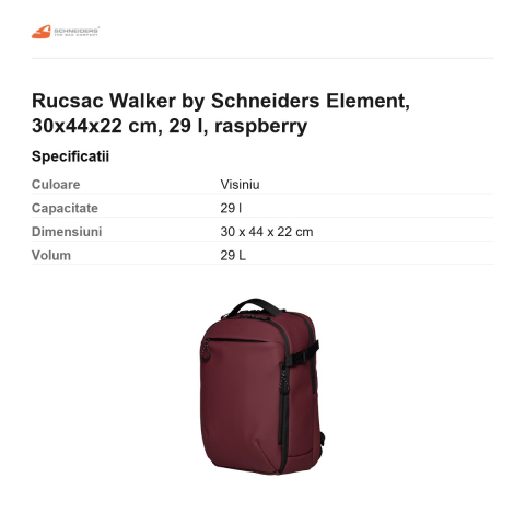 Rucsac Walker by Schneiders Element, 30x44x22 cm, 29 l, raspberry [2]