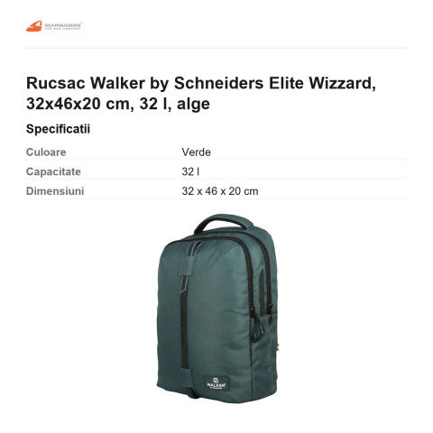 Rucsac Walker by Schneiders Elite Wizzard, 32x46x20 cm, 32 l, alge [2]