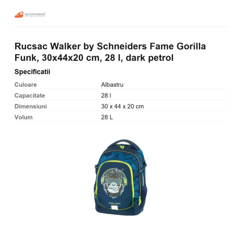 Rucsac Walker by Schneiders Fame Gorilla Funk, 30x44x20 cm, 28 l, dark petrol [2]