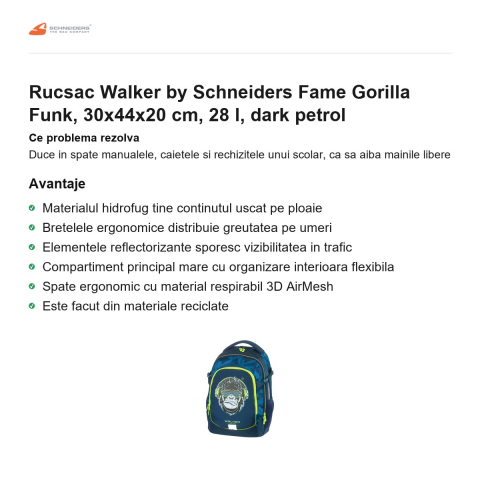Rucsac Walker by Schneiders Fame Gorilla Funk, 30x44x20 cm, 28 l, dark petrol [1]