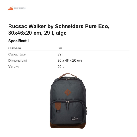 Rucsac Walker by Schneiders Pure Eco, 30x46x20 cm, 29 l, alge [2]